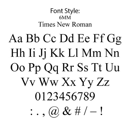 Brass Stamping Letter Set for Hot Stamping Machines, 266 Pieces, Times New Roman Font, 6mm, Includes Alphabet, Numbers and Symbols