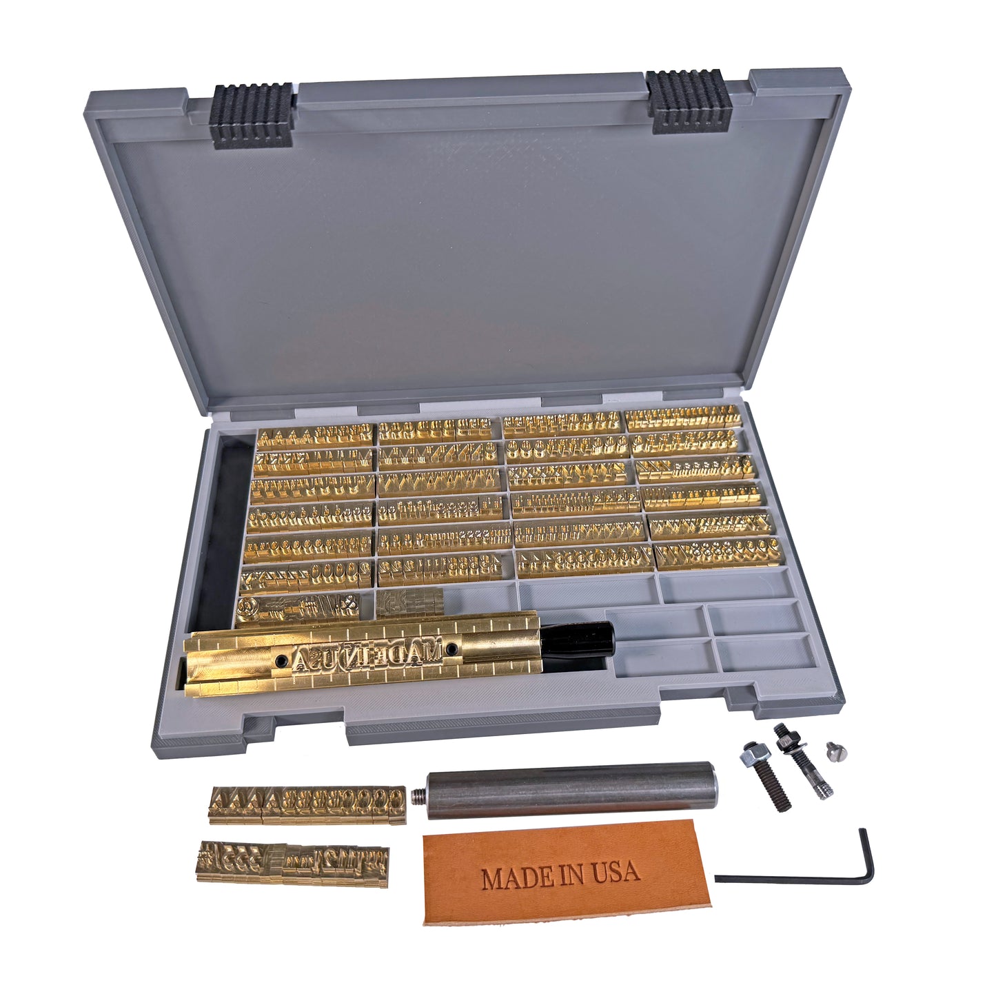 Brass Stamping Letter Set for Hot Stamping Machines, 266 Pieces, Times New Roman Font, 6mm, Includes Alphabet, Numbers and Symbols