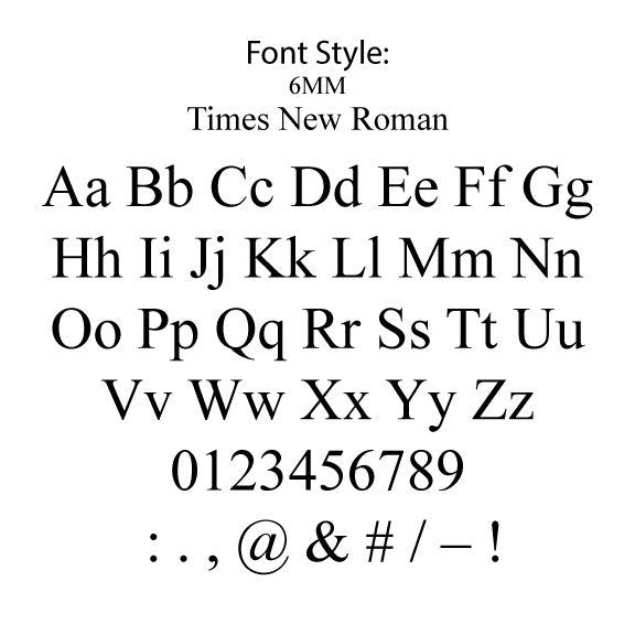 Brass Stamping Letter Set for Hot Stamping Machines, 266 Pieces, Times New Roman Font, 6mm, Includes Alphabet, Numbers and Symbols